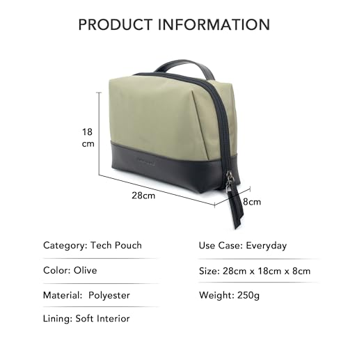 Image of OBLIQUE Siri Tech Pouch Accessories Organizer | Water Resistant Tech Organizer Bag for SD Cards, Hard Drives, Earphones, & Adapters | Premium Faux Leather, Comfortable Hand Carry Strap, Unisex