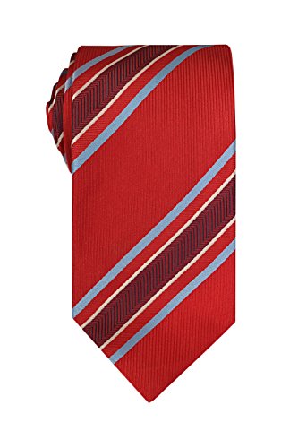 Remo Sartori Made in Italy Men's Striped Regimental Necktie, 3.34'' Width, Silk (Red)