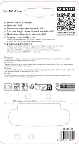 S&R VDE Insulated Diagonal Side Cutter 160mm – 1000V Rated Wire Cutting Pliers | VDE-Tested for Electrical Work 9 S&R VDE Insulated Diagonal Side Cutter 160mm – 1000V Rated Wire Cutting Pliers | VDE-Tested for Electrical Work - Image 9