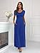 HAOMEILI Women's Short Sleeve Loose Plain Long Maxi Casual Dresses with Pockets M Royal Blue