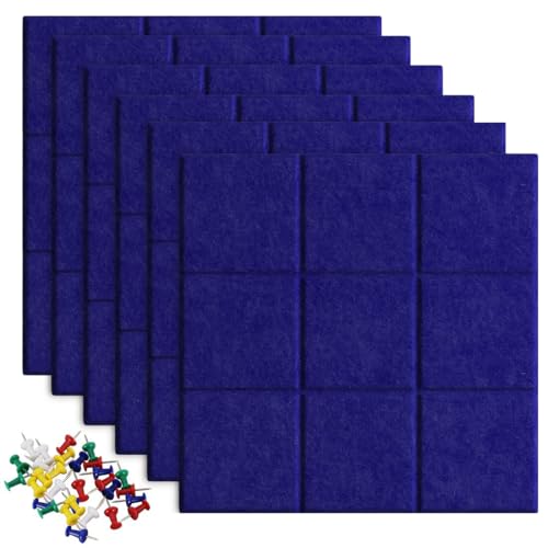 Uoisaiko Gran Corcho Pared Autoadhesivo 30x30 cm - 6 Piezas Tablero de Corcho Fieltro para Oficina Casa - Tablón de Anuncios con 30 Chinchetas para Fotos Notas