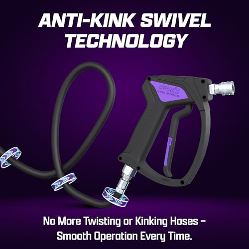 Image of Brug's Pro Swivel Gun V2.0 | Short Pressure Washer Wand | Swivel Pressure Gun | Stainless Steel| Rinsing Nozzle Included | Self-Locking Quick Connect| Light Weight Trigger | Short Pressure Washer Gun