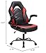 DUMOS Ergonomic Computer Gaming Chair with Flip-up Armrest, Height Adjustable PU Leather Home Office Desk Chair with Lumbar Support Swivel Wheels and for Adults and Kids, Scarlet Red