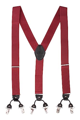 Image of The Tie Hub Suspenders for Men Elastic Adjustable Y Back Braces with Strong Metal Clips for Wedding Formal Office Wear