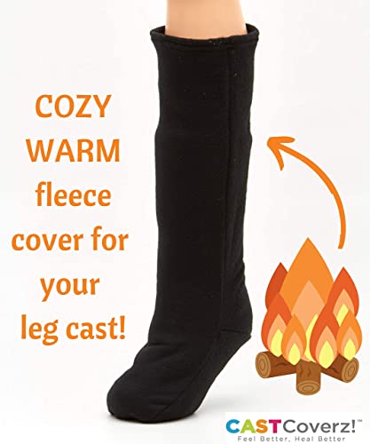 Castcoverz! Leg Cast Cover Bundle - Includes 1 Black Cast Cover, 1 Fleece Cast Cover, And 1 Weatherproof Cast Cover - Large - Below The Knee - Made In Usa - 3-Pack #TOP4