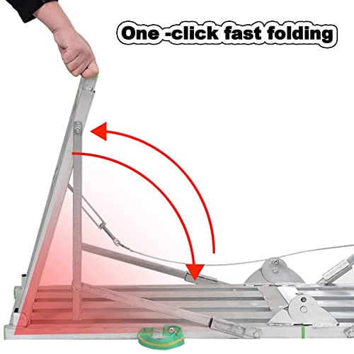 Plataforma Plegable portátil con trampilla, andamio de 180 cm de Altura Ajustable, Torre de Trabajo con Estructura de Acero galvanizado, Patas Antideslizantes y asa de Transporte para Manten