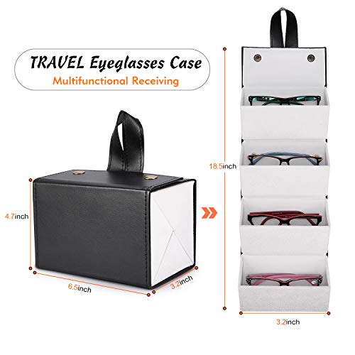 Image of SMARTTOP Sunglass Eyeglass Organizer Collector 5 slot 6 Slot PU Eyeglasses Storage Case Box Multiple Hanging Eyewear Display