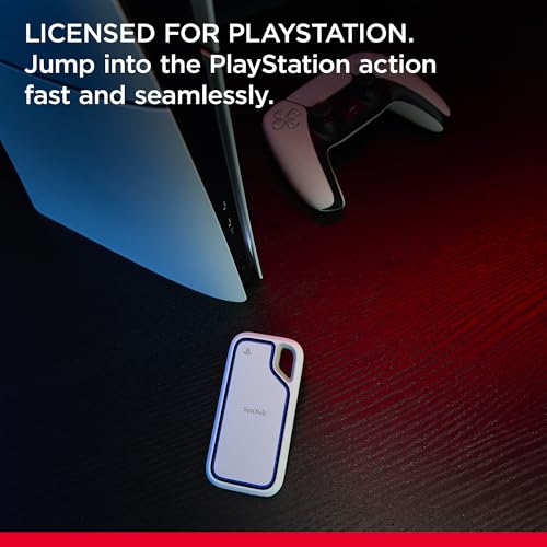 SANDISK 1TB Extreme Portable SSD, Officially Licensed for PlayStation 5 Console and PC - up to 1000MB/s, USB-C, USB 3.2 Gen 2, Drop Protection - External Solid State Drive - SDSSDE62P-1T00-G25 by Sandisk - Used condition - US$98.66