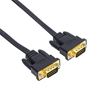 DTECH Ultra Flat Slim VGA Cable Male to Male VGA Monitor Cord in Black (6 feet)