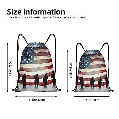 American Flag Veterans Day Drawstring Backpack for Women Men Cinch Bags Lightweight Drawstring Bags Waterproof Gym Bags Medium4