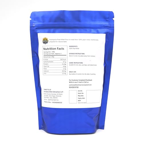 Image of Nutrispella Pearl Millet Flour | Traditionally Prepared Whole Grain Flour | No Added Preservatives | Alternative Flour for Traditional Flatbreads And Baked Goods | 500 g