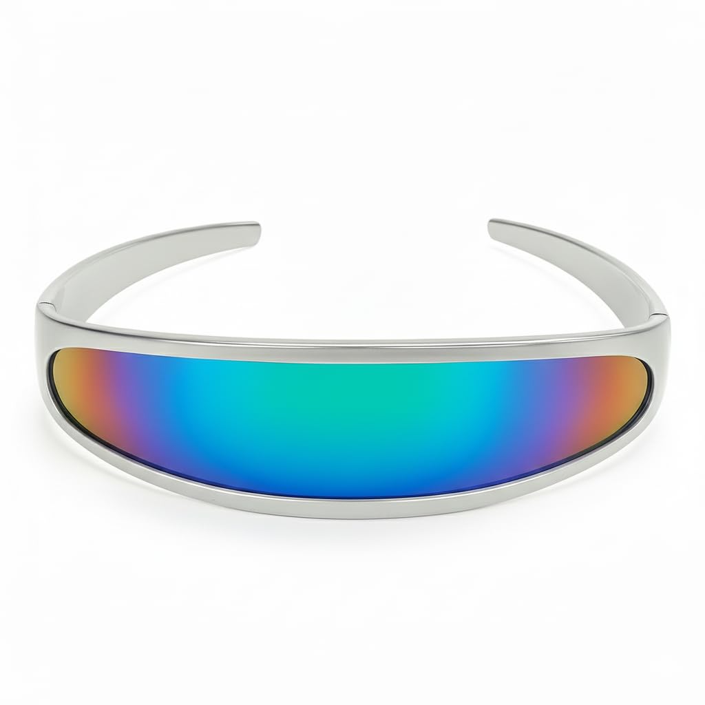 zeroUV - Futuristic Narrow Cyclops Color Mirrored Lens Visor Sunglasses