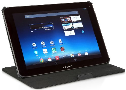 StilGut UltraSlim Hülle V2, Tasche mit Stand- & Präsentationsfunktion geeignet für Medion Lifetab E10315 und E10316, schwarz