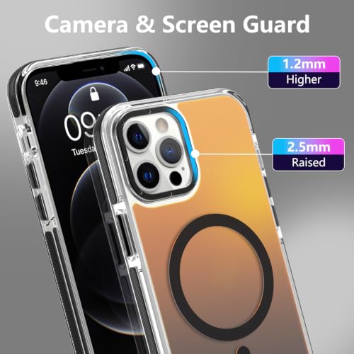 Image of Magnetic Case for iPhone 12 Pro Max [Compatible with Magsafe] [Cute Fashion Fluorescent Design] [1 Screen Protector] Slim Translucent Matte Case for iPhone 12 Pro Max 6.7 inch 2020, Black