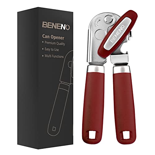 Can Opener Manual, Can Opener with Magnet, Hand Can Opener with Sharp Blade Smooth Edge, Handheld Can Openers with Big Effort-Saving Knob, Can Opener with Multifunctional Bottles Opener, Red Can Opener Manual, Can Opener with Magnet, Hand Can Opener with Sharp Blade Smooth Edge, Handheld Can Openers with Big Effort-Saving Knob, Can Opener with Multifunctional Bottles Opener, Red