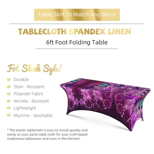 Housse de table extensible violette papillons 1m80 EdWal - 6
