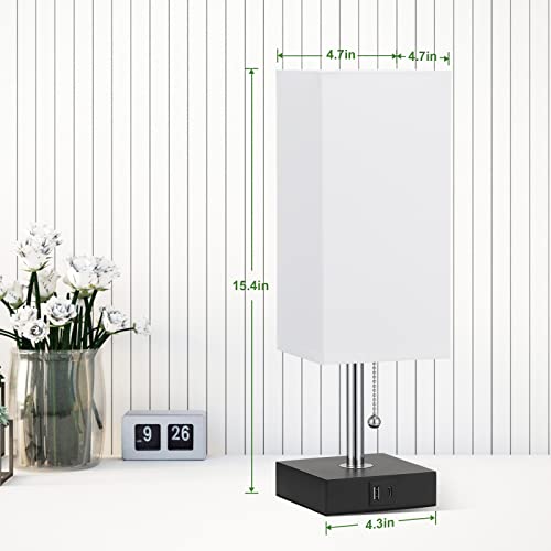 Bedside Lamps For Bedrooms Set Of 2 - Table Lamps For Nightstand With Usb Ports, Small Night Stand Light Lamp With White Fabric Shade For End Table Living Room Home Office Study Room (2 Pack) #TOP1