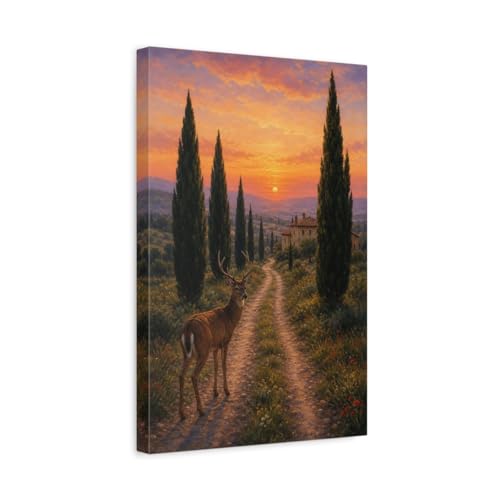 Toile paysage champêtre 30x45, tableau décoration salon au-dessus du canapé