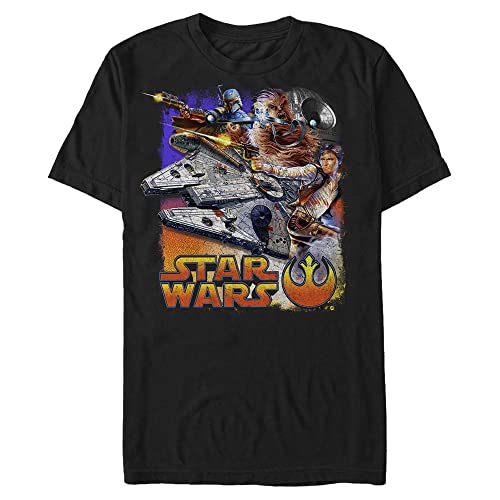 T-shirt Star Wars Falcon War noir en coton de qualité Large