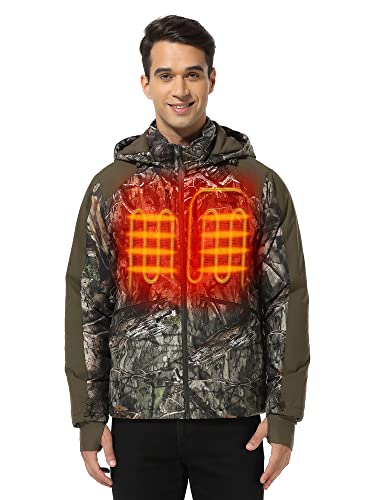 Image of ORORO Men's Waterproof Heated Hunting Jacket with Battery, Camo Hunting Heated Jacket with Detachable Hood