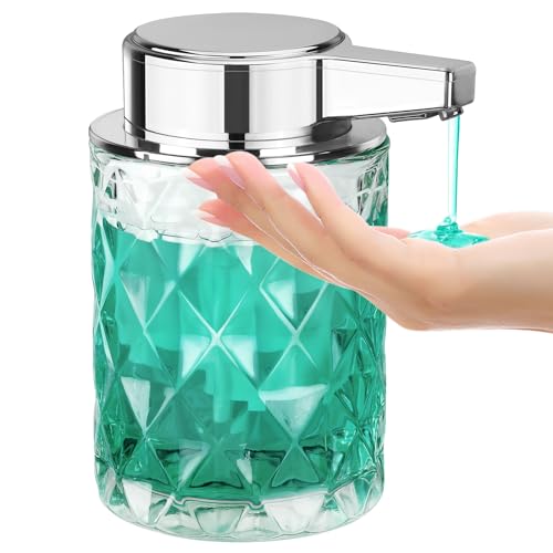 Automatic Soap Dispenser Liquid for Kitchen: 8 OZ Glass Touchless Clear Auto Soap Dispenser for Bathroom - Hand Dish Lotion Home Countertop Kids - Fam