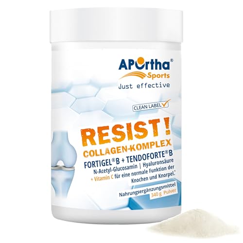 APOrtha Sports RESIST! Nährstoffkomplex mit FORTIGEL® + TENDOFORTE - 340 g Pulver, innovative, bioaktive Collagen-Peptide mit Glucosamin und Hyaluronsäure, glutenfrei, allergenfrei, laktosefrei