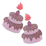 ifundom Pendientes de Botón Forma de Pastel y Vela en Llama para Mujer, Diseño Original y Divertido, Joyas para Mujer y Niña, Accesorios Ideales para Fiestas y Uso Diario