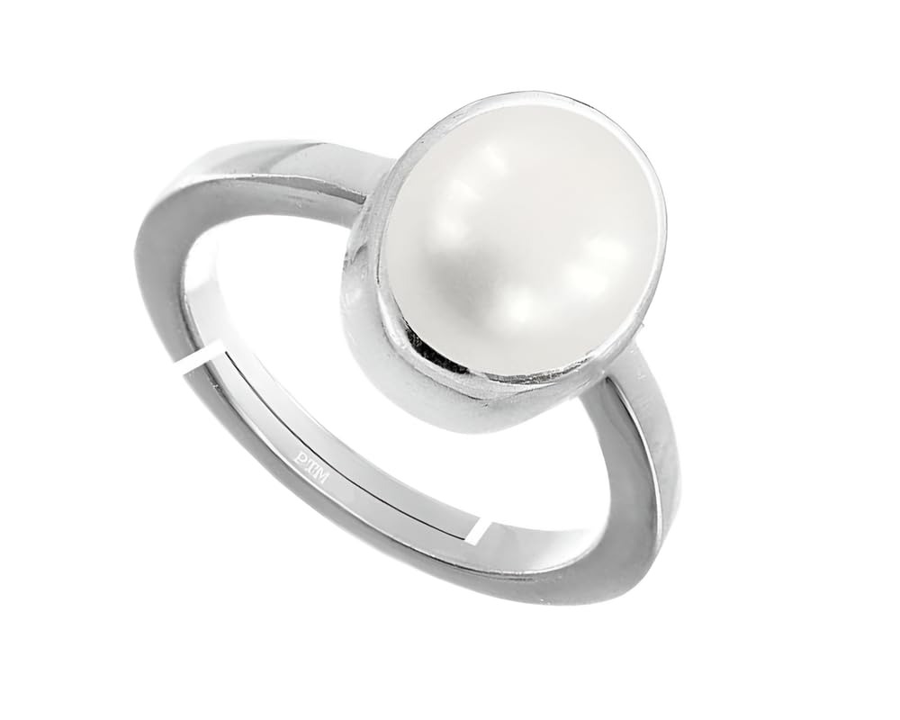 ptm Pearl/Moti 5.25 Ratti or 5 Carat Astrological Certified Gemstone Pure Sterling Silver/925 bis Hallmark Adjustable Ring for Men & Women - fba1525-picture-5