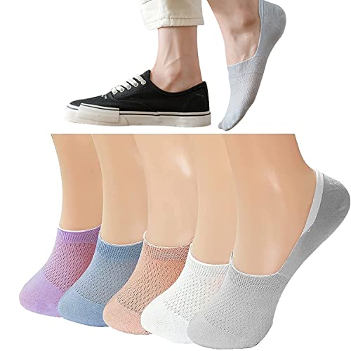5Pairs No Show Socks Low Cut Liner Boat Socks Summer Casual Socks Non Slip For Women (Multicolor - 2) #TOP4