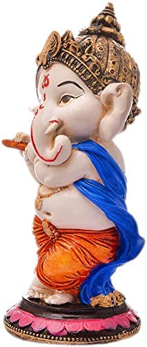 Image of DCreation StoreHandcrafted Resine Little Ganesh Sculpture | Showpiece for Home & Office Decor(Flute Ganesha)