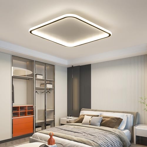 Mikeru Square Type Warm White LED Ceiling Light, 15.7 Inch 3000k Flush Mount Ceiling Light Fixtures, Thin Modern Ceiling Lamp for Bedroom, Kitchen, Living Room (40W, 3600 Lumens)