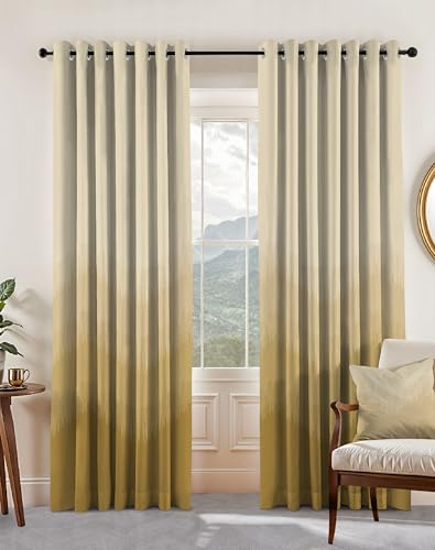 Image of Casableu Kivo Digital Print 85% Blackout Curtains for Door /Window, Thermal Insulated, Tie Back, Wider Width 50 in, Eyelet Curtains for Living Room /Bedroom (Cream 7 ft Set of 2)