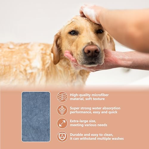 Hitchuey 3er-Pack Haustierhandtücher, 40 x 70 cm, super saugfähig, schnelltrocknend, Wiederverwendbare Mikrofaserhandtücher für kleine und mittelgroße Hunde und Katzen