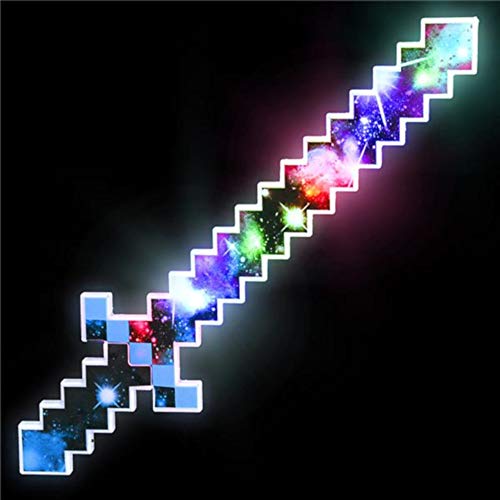 Oig Brands Light Up Pixel Sword For Kids 24 Inch Toy Led Saber For Themed Birthday Party Galaxy Wantitall