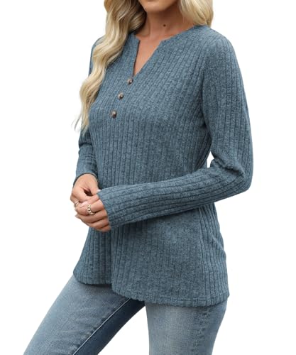 Image of XMTOPYE Sweaters for Women Fashion Long Sleeve Tops Pullover V Neck Casual Loose Sweatshirt