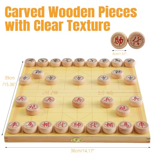 Juego de Ajedrez Chino de Madera Plegable 14 Pulgadas miniatura 3