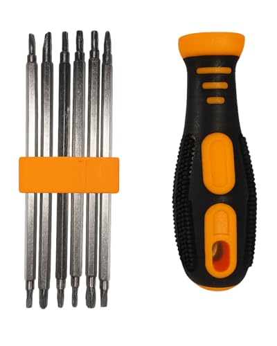 Kit Chave de Precisão 6 em 1 com Pontas Intercambiáveis, Torx, Tri-wing, Fenda, Phillips, Chave Y, Cabo Ergonômico, Aço Cromo Vanádio, para Reparos em Eletrônicos, Celulares, Notebooks, Games Nintendo