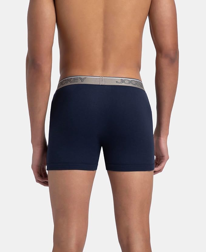 Jockey 8009 Men's Super Combed Cotton Rib Solid Boxer Shorts with Ultra Soft Waistband (Pack of 3)