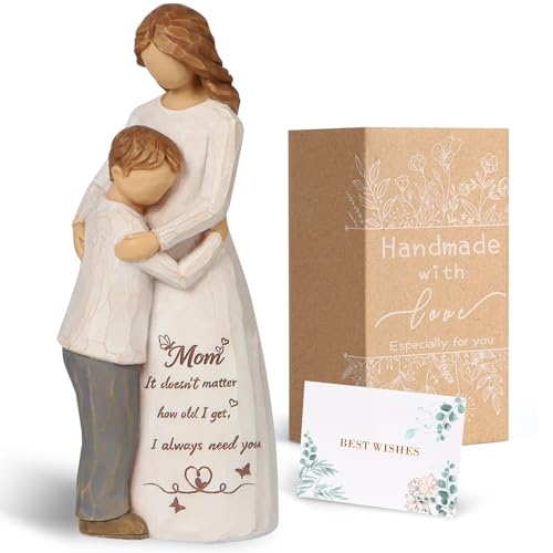 Hosetim Mom Birthday Gifts from Son 6.5 Hand-Painted Mother and Son Figurine Statue Boy Mom Gifts Mother of the Groom Gift Mothers Day Christmas Birthday Gift from Son