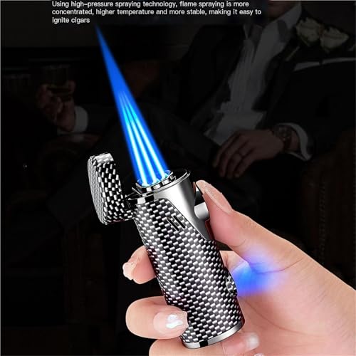 Encendedor de triple llama en metal duradero con soplete regulable 3