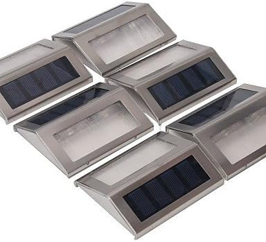 DXZMBDM Pack of 6 Solar Powered 2-LED Wireless Staircase Step White Light Stairways Path Landscape Floor Wall Patio Lamp Modern , cool white