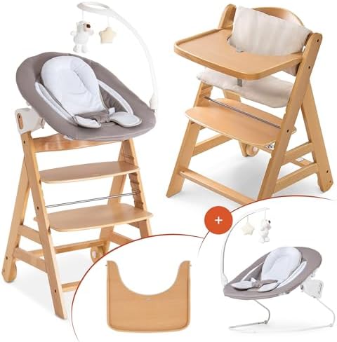 hauck Chaise Haute Bébé en Bois Alpha Move Newborn Set Deluxe - I...