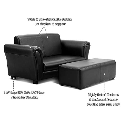 Heavens Tvcz Sofa Armrest Chair Black Kids Children Couch Fun Lounge Birthday Gift w/Ottoman for Watching TV or Reading a Book - Thumbnail 7