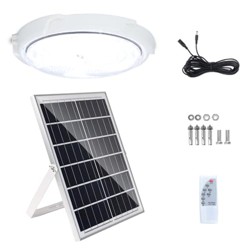 Ruiqas Solaire Lampe de Plafond pour Extérieur, Eclairage Intérieur de 100 W avec Télécommande et Câble de 5m pour Chaussées, Garage, Escaliers, Portes...