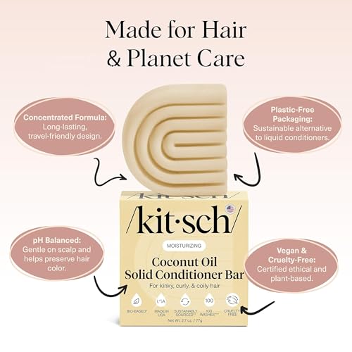 Image of Kitsch Coconut Oil Conditioner Bar Soap for Hair Care - Made in USA, 3 oz | Hair Conditioner For Women and Men - Moisturizing, Hydrate & Soften Damaged Dry Hair - Paraben, Silicone, & Sulfate Free