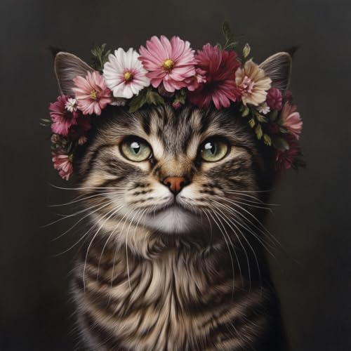Anti stress broderie point de croix animaux chats fleurs perles canevas