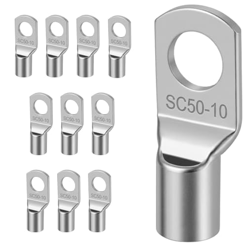 Image of Tinned Copper Wire Lugs 50mm² M10 Battery Cable Ends
