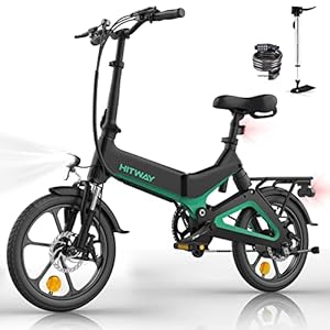 HITWAY E-bike, elektrische fiets, vouwfiets, elektrische fiets, S-Pedelec, vouwfiets, 250 W, elektrische fiets, EBike met 7,5 Ah batterij (zwart/groen)
