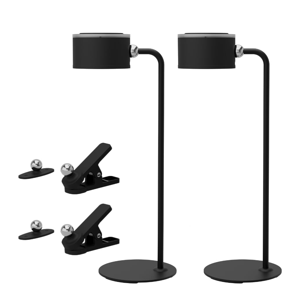 Xtralite Geo Circular LED Magnetic Lamp – Rechargeable, Detachable Head, Adjustable Brightness, 3 Color Modes, Wall Mountable, Portable USB-C Lamp for Home, Office, or Bedroom (Black - Twin Pack)