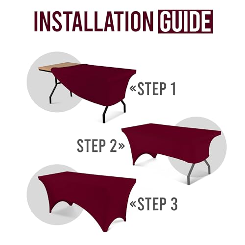Image of Utopia Kitchen Spandex Tablecloth 1 Pack [6FT, Burgundy] Tight, Fitted, Washable and Wrinkle Resistant Stretch Rectangular Patio Table Cover for Event, Wedding, Banquet & Parties [72Lx30Wx30H Inch]
